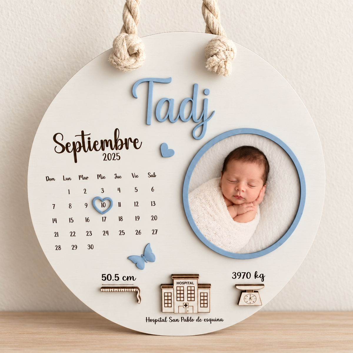 Cadre photo de naissance – Douceur Bleu Ciel