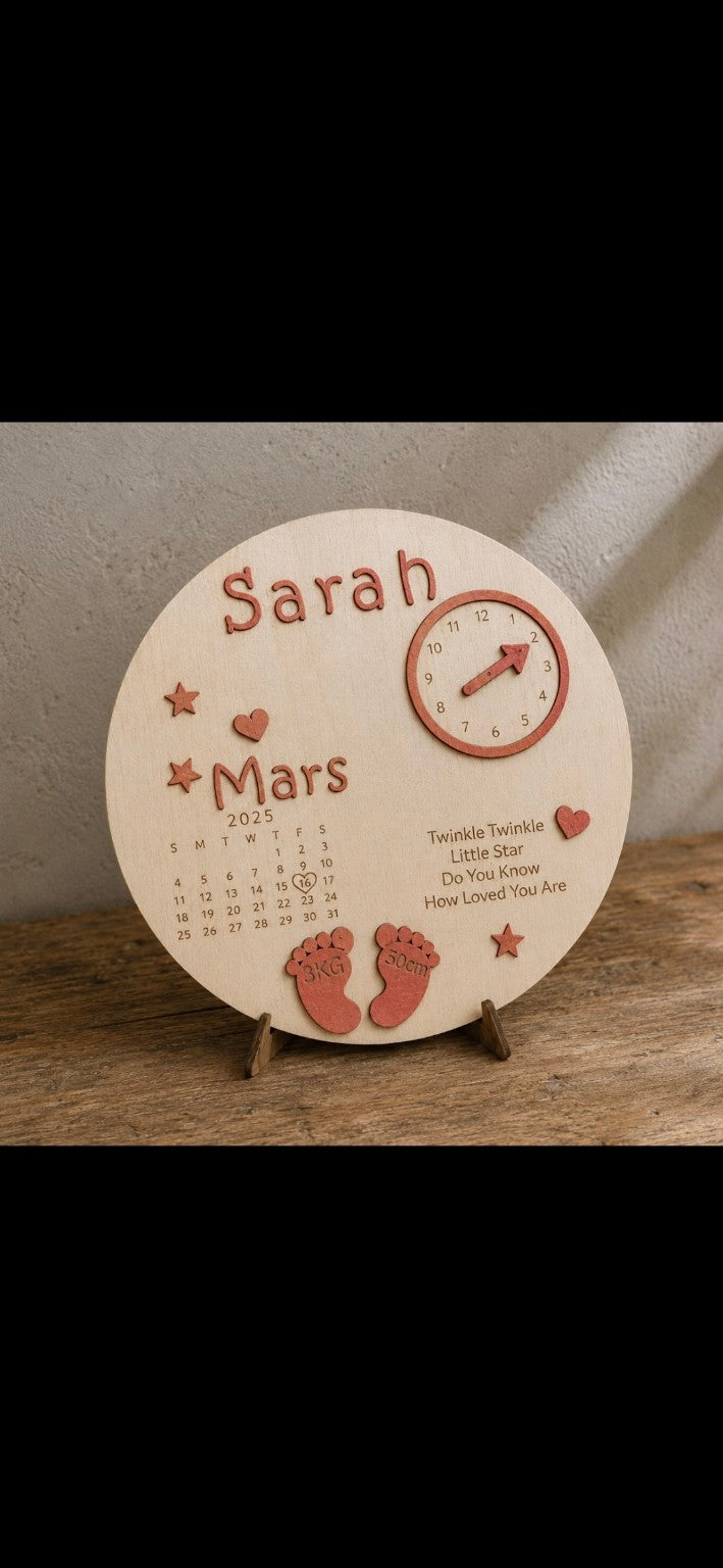 Plaque de naissance personnalisée Biche Féerique