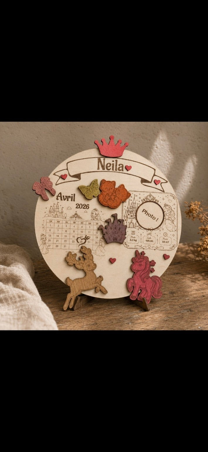 Plaque de naissance personnalisée Biche Féerique