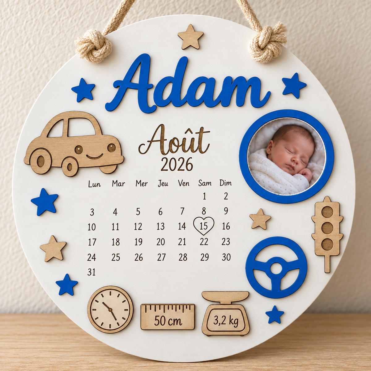 Cadre naissance rond – Petite voiture