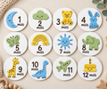 Cartes étapes bébé garçon 1 à 12 mois – Aventure