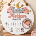 Cadre naissance rond – Moutons sous la lune