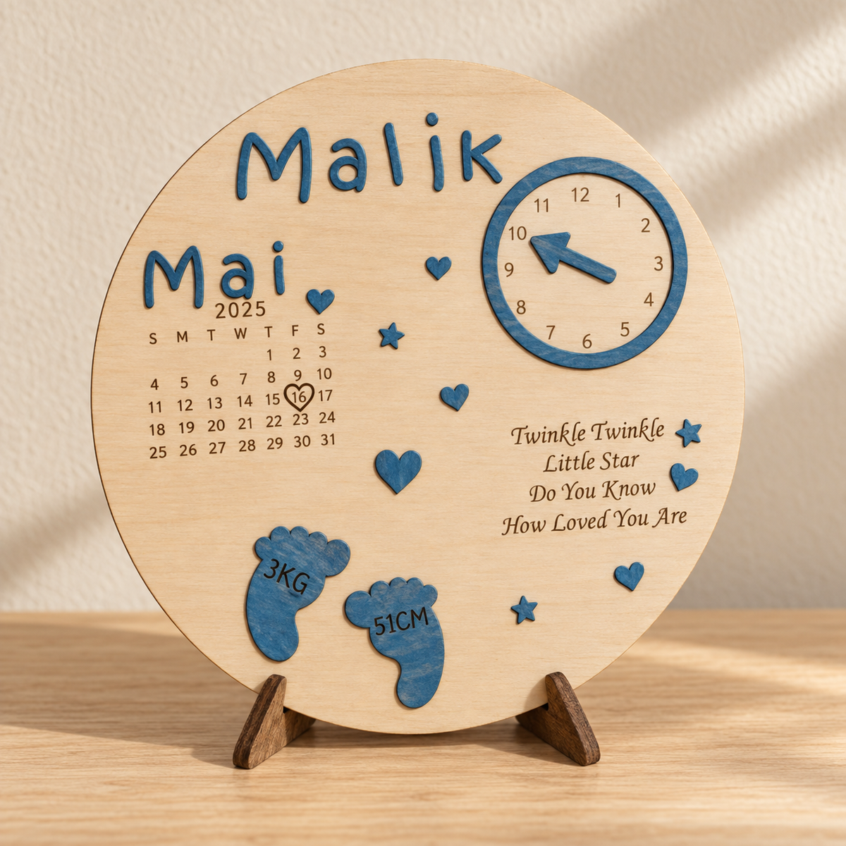 Cadre de naissance personnalisé – Petite Étoile Bleue