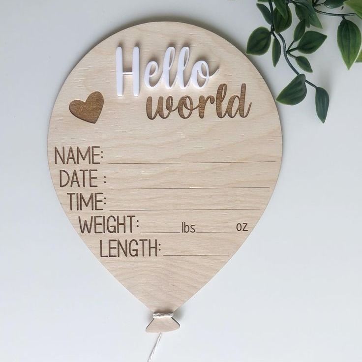 Plaque de naissance Hello World – Ballon