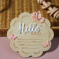 Plaque de naissance fleur – Papillons roses