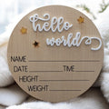 Plaque de naissance Hello World – Étoiles dorées