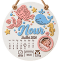 Cadre naissance rond – Sirène et océan