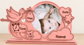 Cadre photo naissance sur pied – Cigogne rose (15cm*7cm)