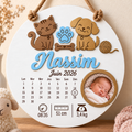 Cadre naissance rond – Chat et chien