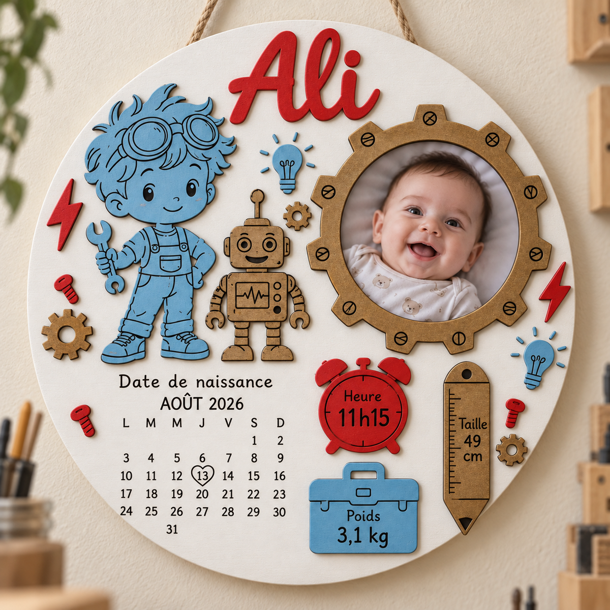 Cadre photo de naissance – Petit Inventeur