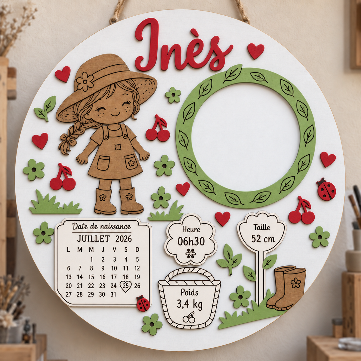 Cadre photo de naissance – Jardin des Cerises