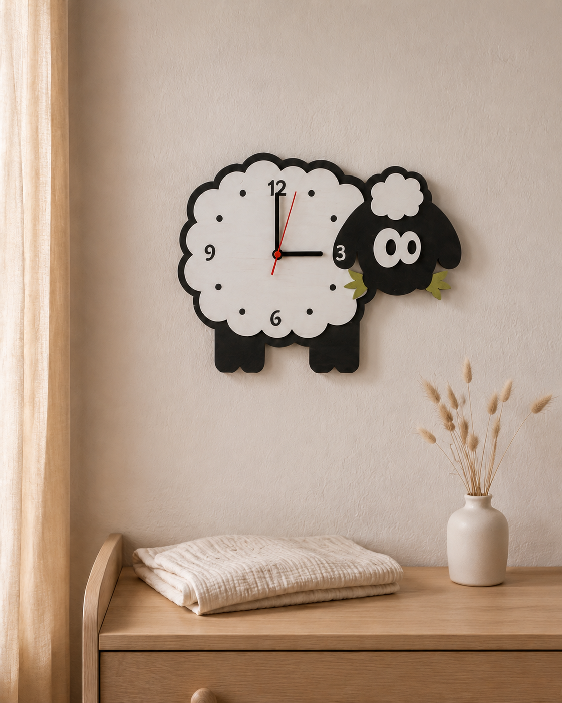 Horloge murale enfant en bois – Petit Mouton Nuage