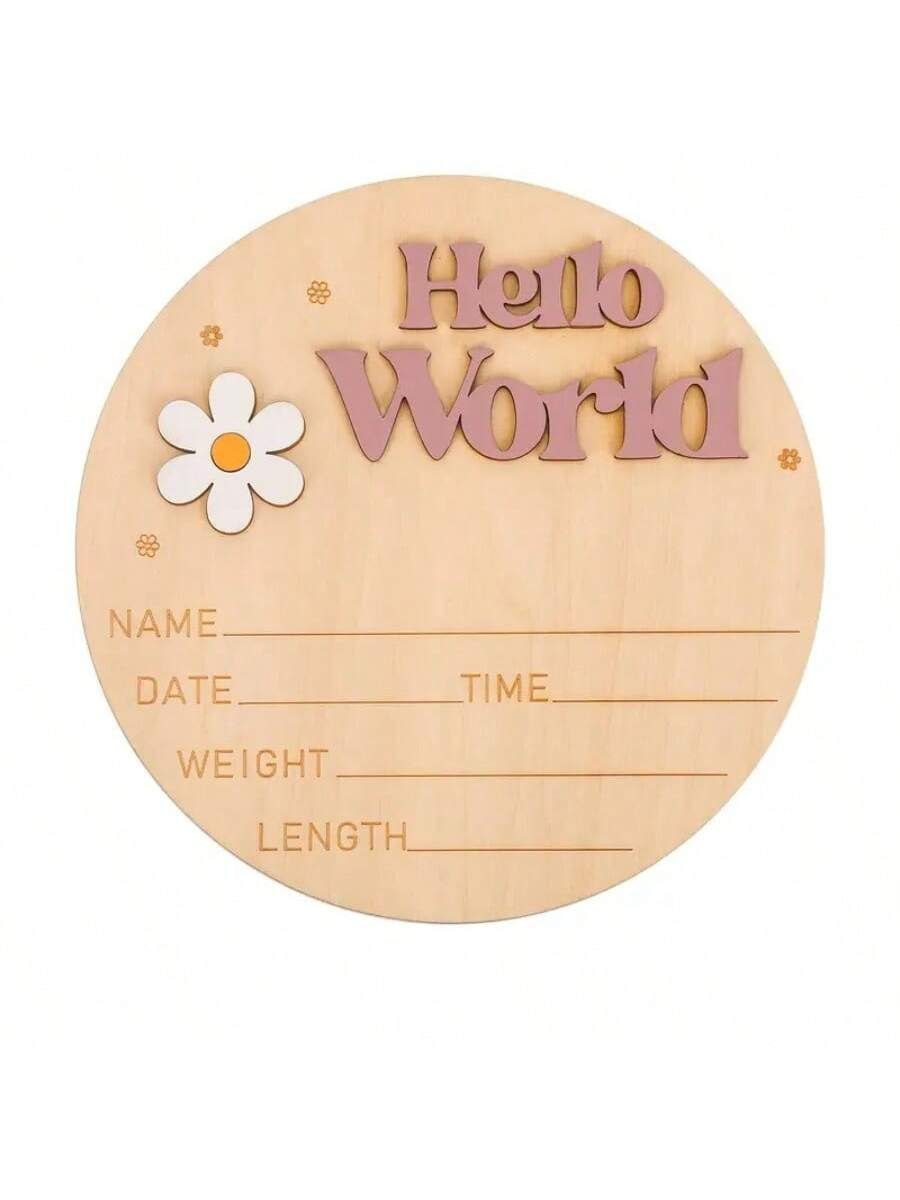 Plaque de naissance ronde – Fleur pastel