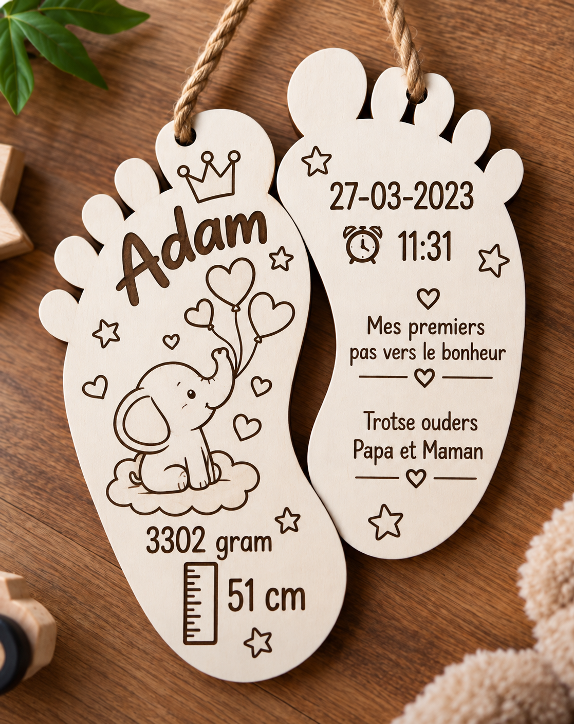 Plaques naissance gravées – Premiers pas