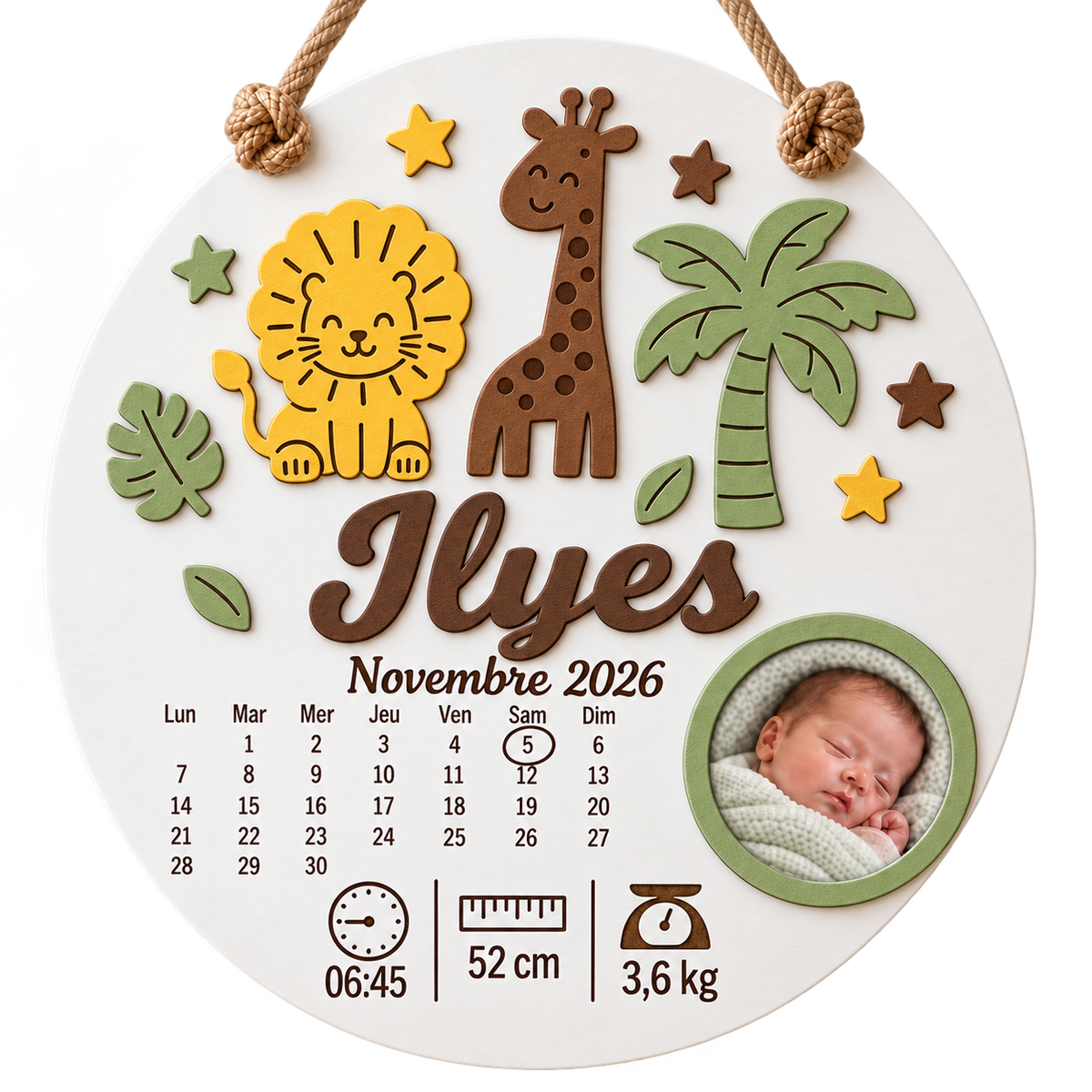 Cadre naissance rond – Safari