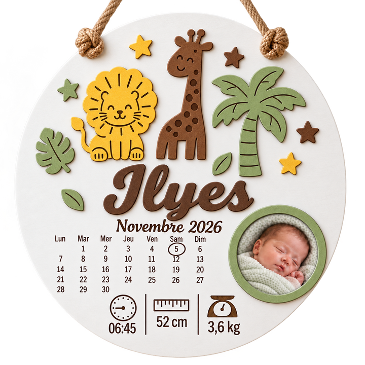 Cadre naissance rond – Safari