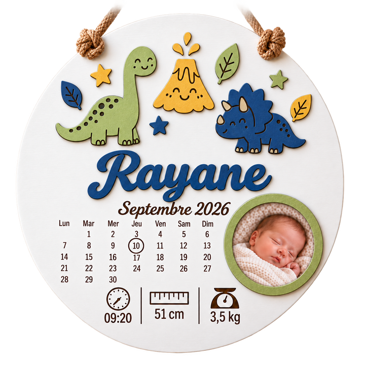 Cadre naissance rond – Dinosaures