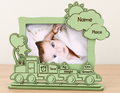Cadre photo naissance sur pied – Petit train vert (15cm*7cm)