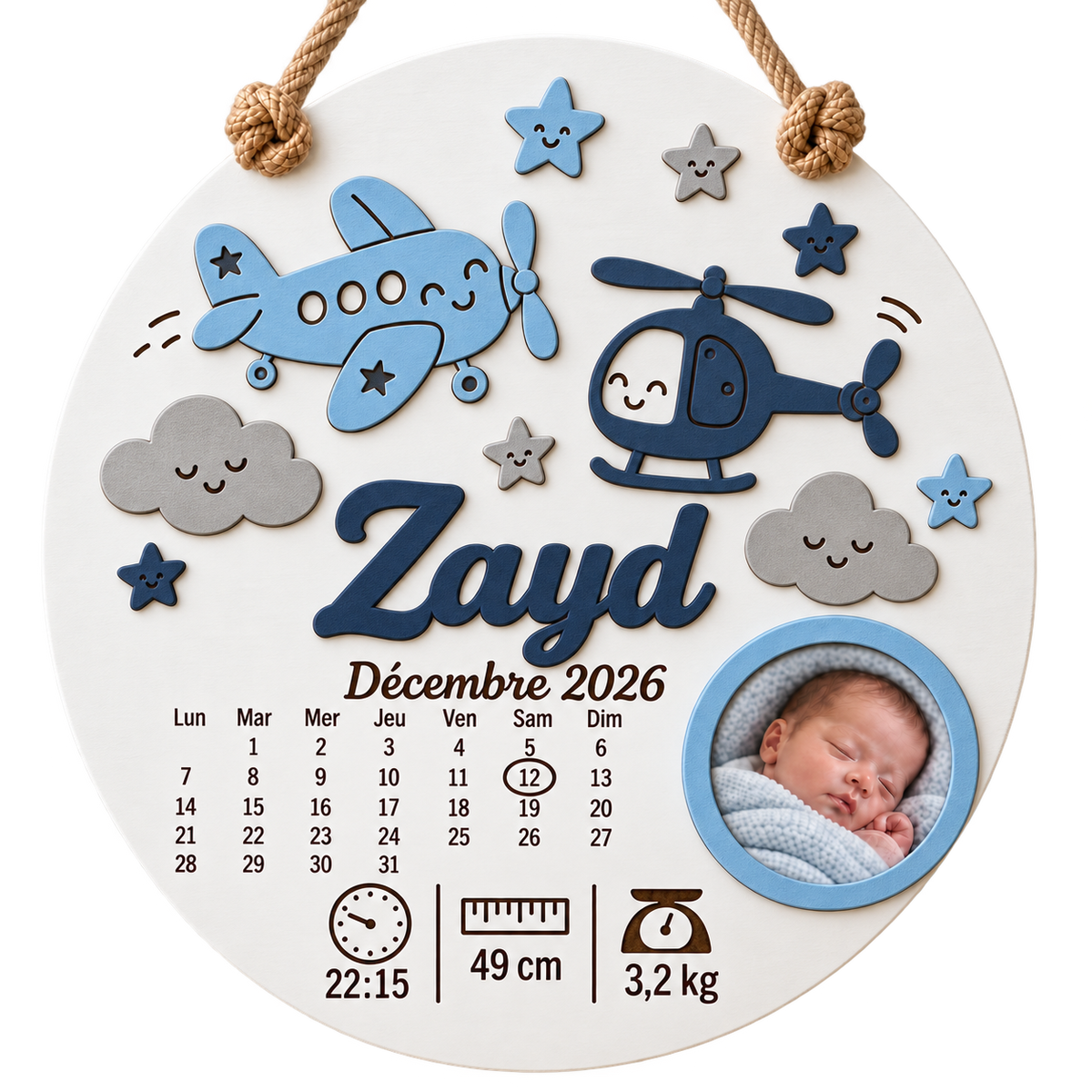 Cadre naissance rond – Avion et hélicoptère
