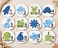 Cartes étapes bébé 1 à 12 mois – Animaux colorés