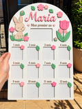 Cadre photo première année – Lapin et fleurs Maria